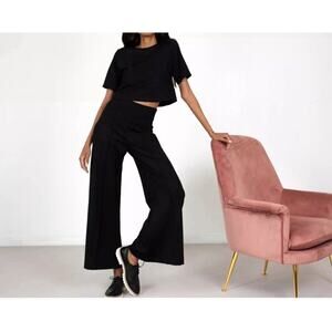 Ripley Rader Women's XS Ponte Knit Cropped Short Sleeve Top Black Quality